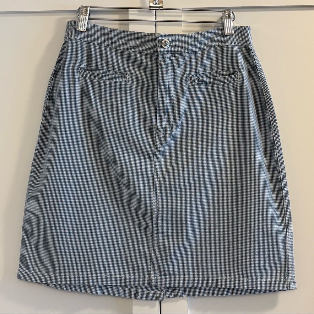 Vintage Solutions Casual Ware Blue & White Cotton Gingham Mini Pencil Skirt 10 S